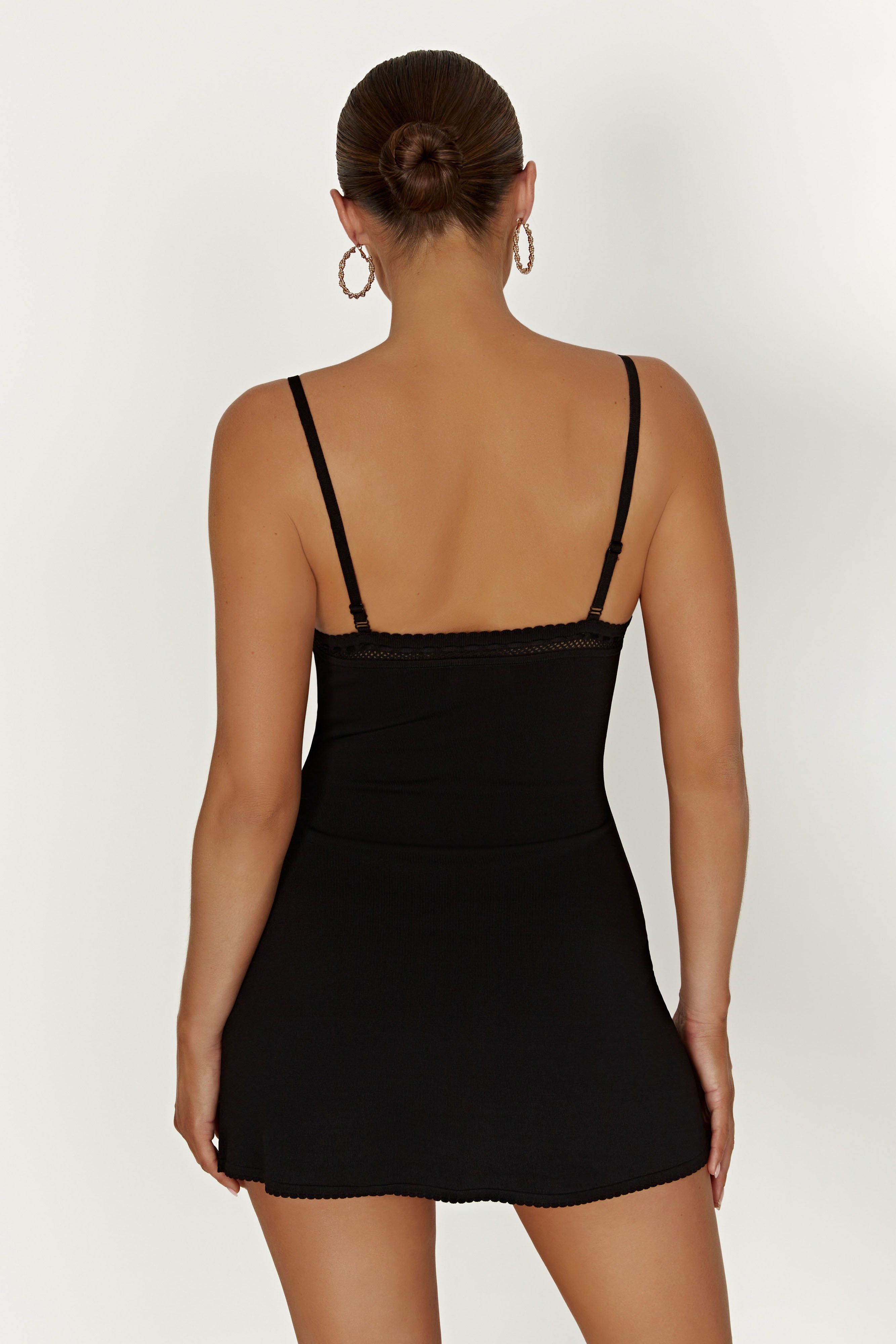 Ellis Pointelle Knit Mini Dress - Black-My Chic Way.All Rights Reserved