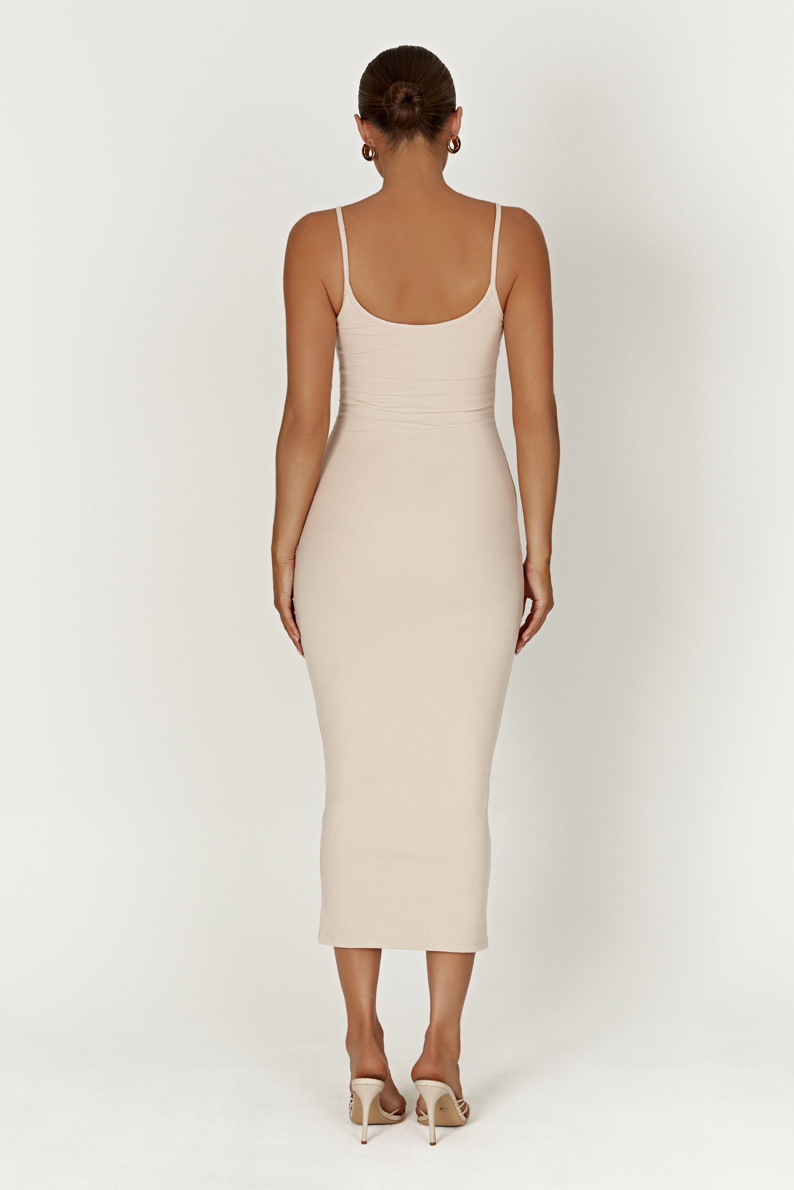 Alexis Ribbed Cami Midi Dress - Cream-My Chic Way.All Rights Reserved