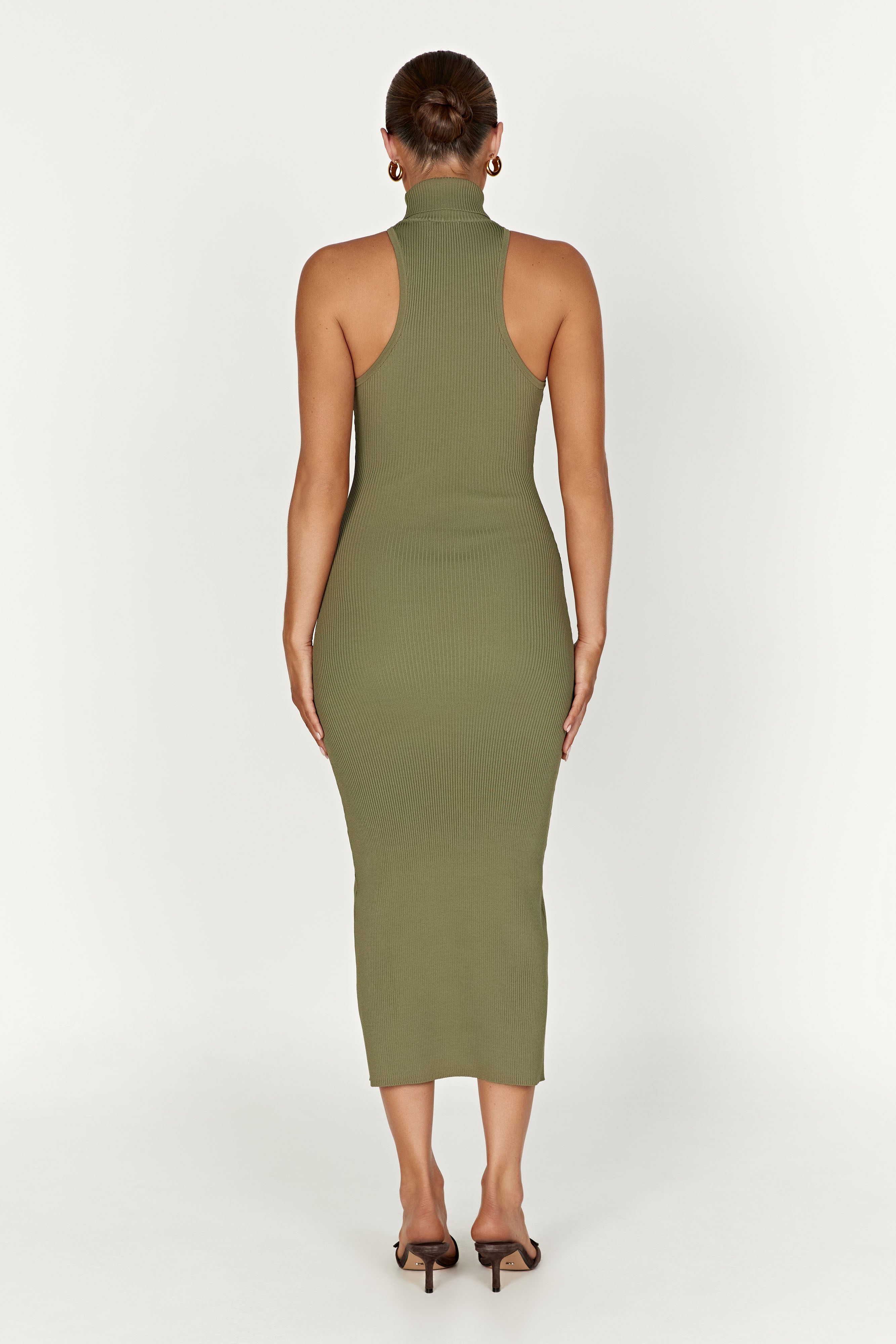 Connie Turtleneck Knit Midi Dress - Olive-My Chic Way.All Rights Reserved