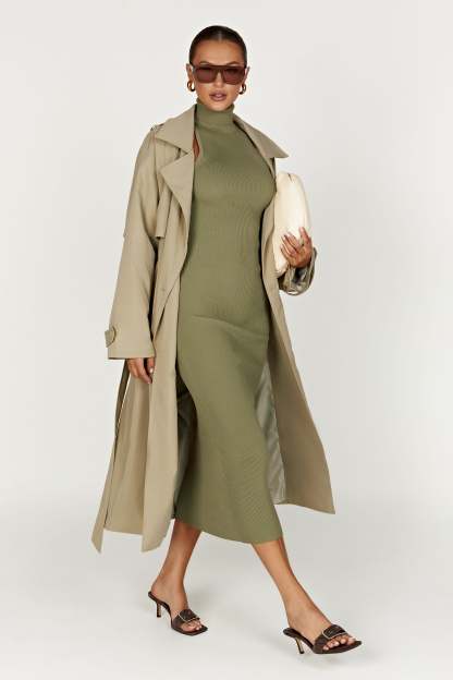 Connie Turtleneck Knit Midi Dress - Olive-My Chic Way.All Rights Reserved