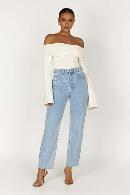 Marlisa Off Shoulder Twist Top - Ivory-My Chic Way.All Rights Reserved