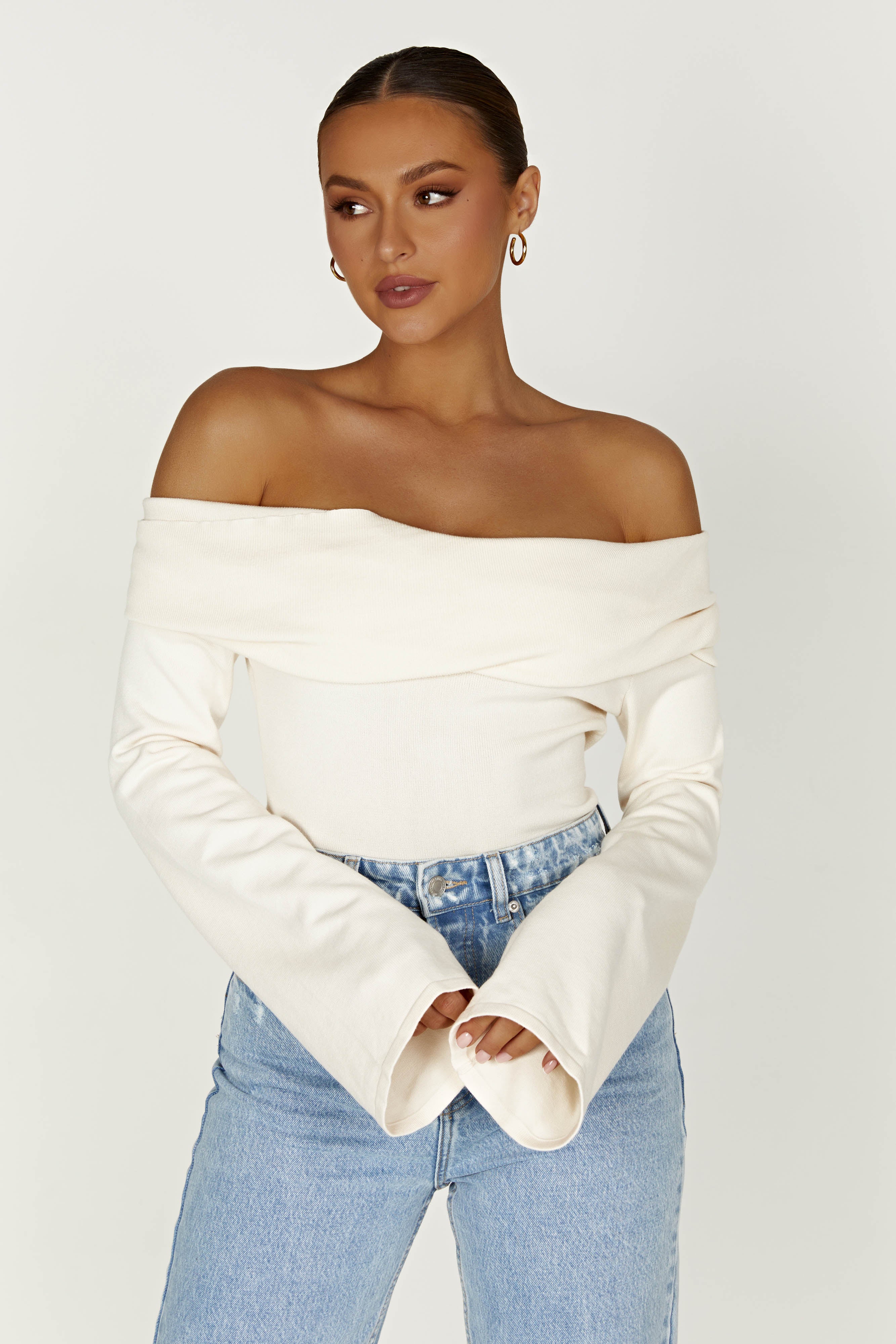 Marlisa Off Shoulder Twist Top - Ivory-My Chic Way.All Rights Reserved