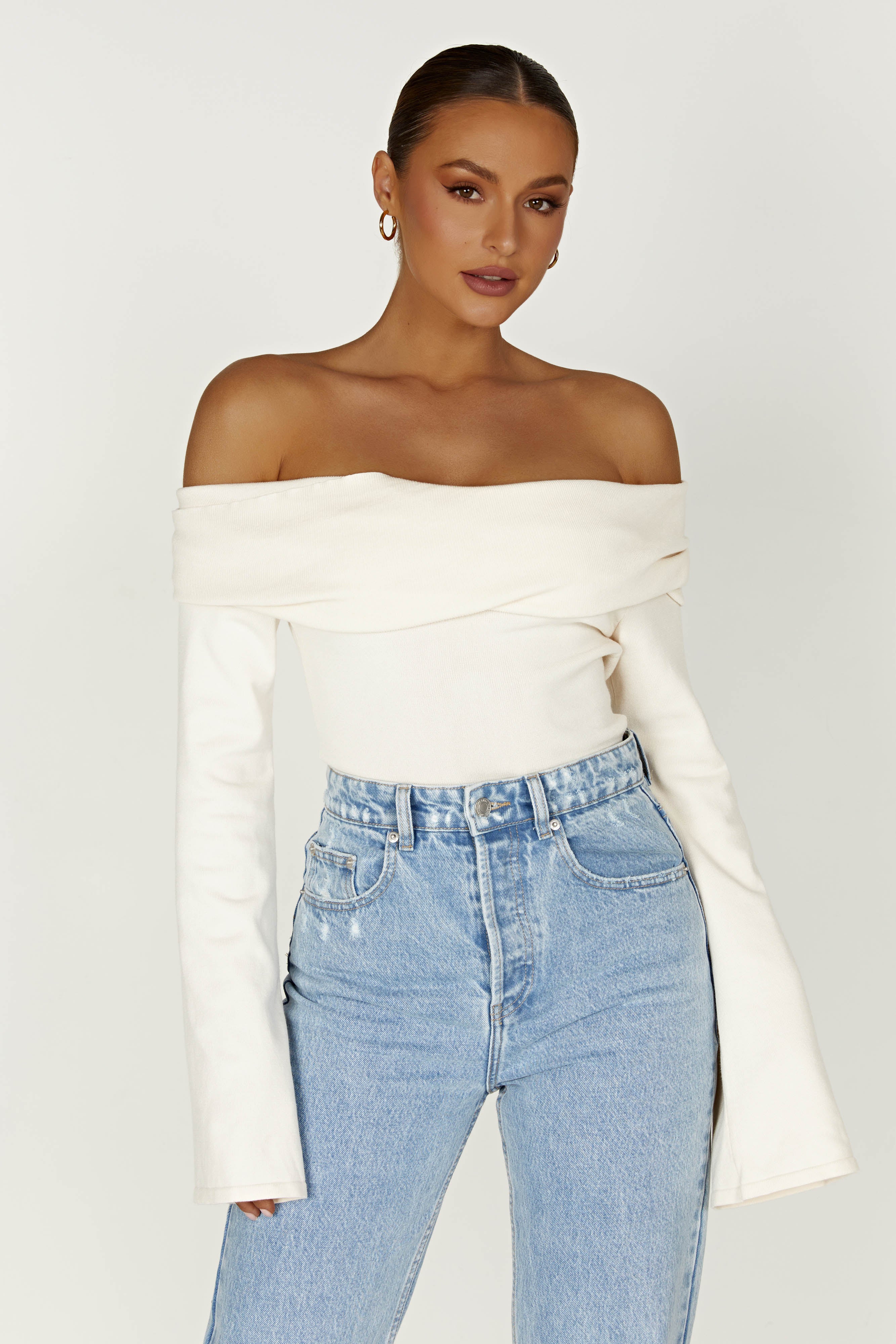 Marlisa Off Shoulder Twist Top - Ivory-My Chic Way.All Rights Reserved