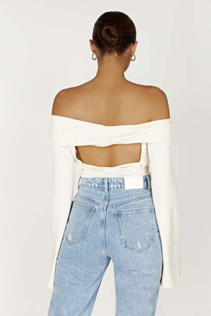Marlisa Off Shoulder Twist Top - Ivory-My Chic Way.All Rights Reserved
