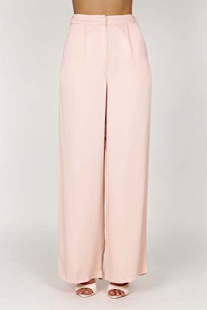 Nour Satin Wide Leg Pant - Apricot-My Chic Way.All Rights Reserved