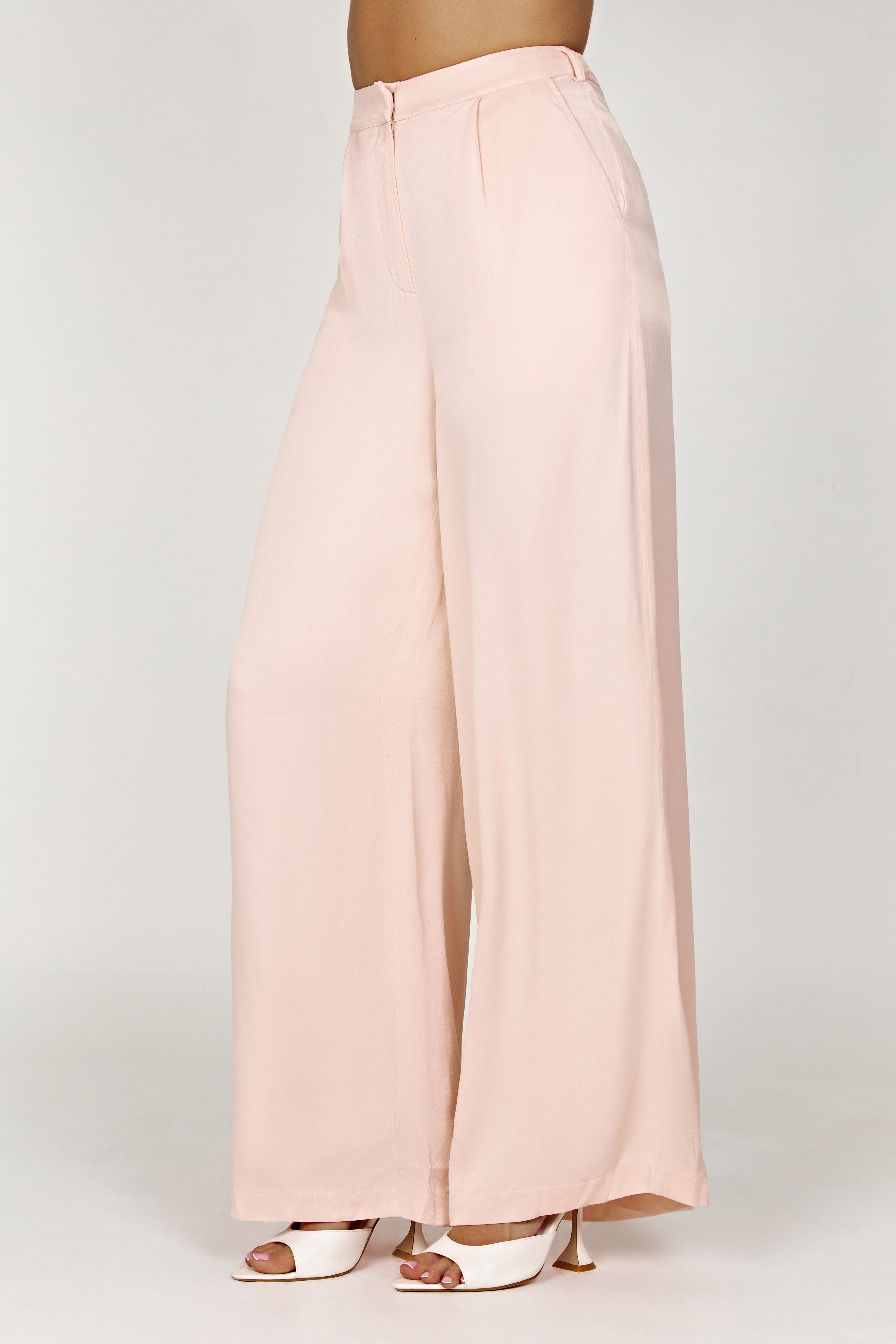 Nour Satin Wide Leg Pant - Apricot-My Chic Way.All Rights Reserved