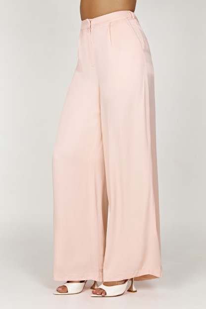 Nour Satin Wide Leg Pant - Apricot-My Chic Way.All Rights Reserved