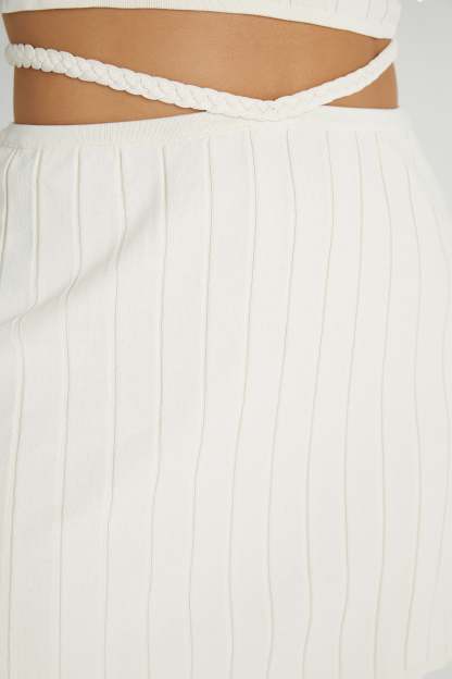 Celine A-Line Extreme Rib Mini Skirt - Ivory-My Chic Way.All Rights Reserved
