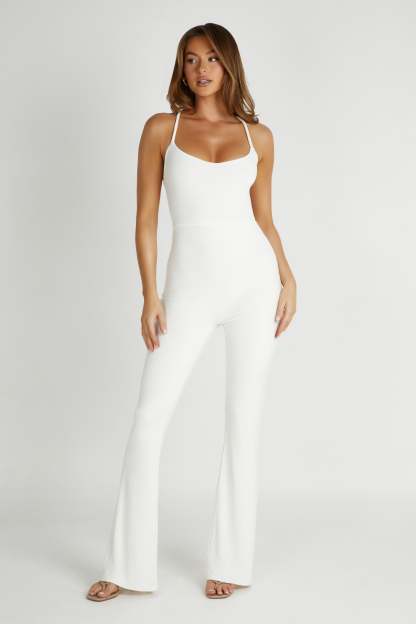 Brinley Slinky Jersey Jumpsuit - White-My Chic Way.All Rights Reserved