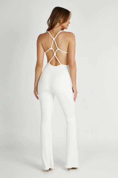 Brinley Slinky Jersey Jumpsuit - White-My Chic Way.All Rights Reserved