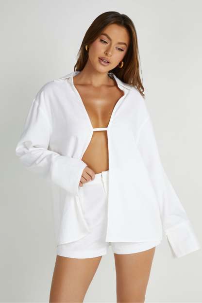 Jadri Linen Shorts - White-My Chic Way.All Rights Reserved