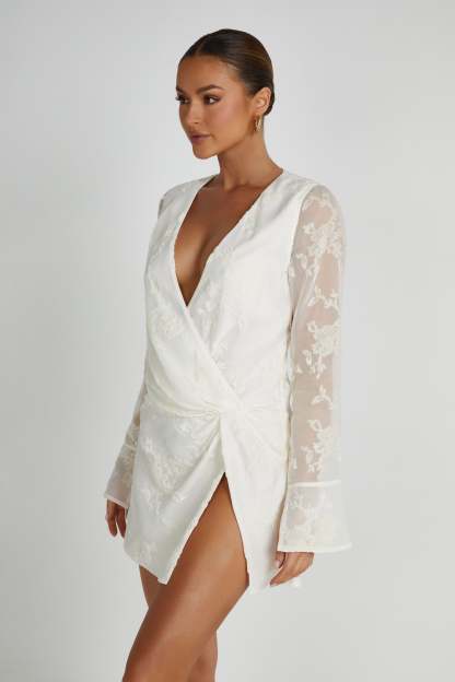 Emory Burnout Velvet Dress - White-My Chic Way.All Rights Reserved