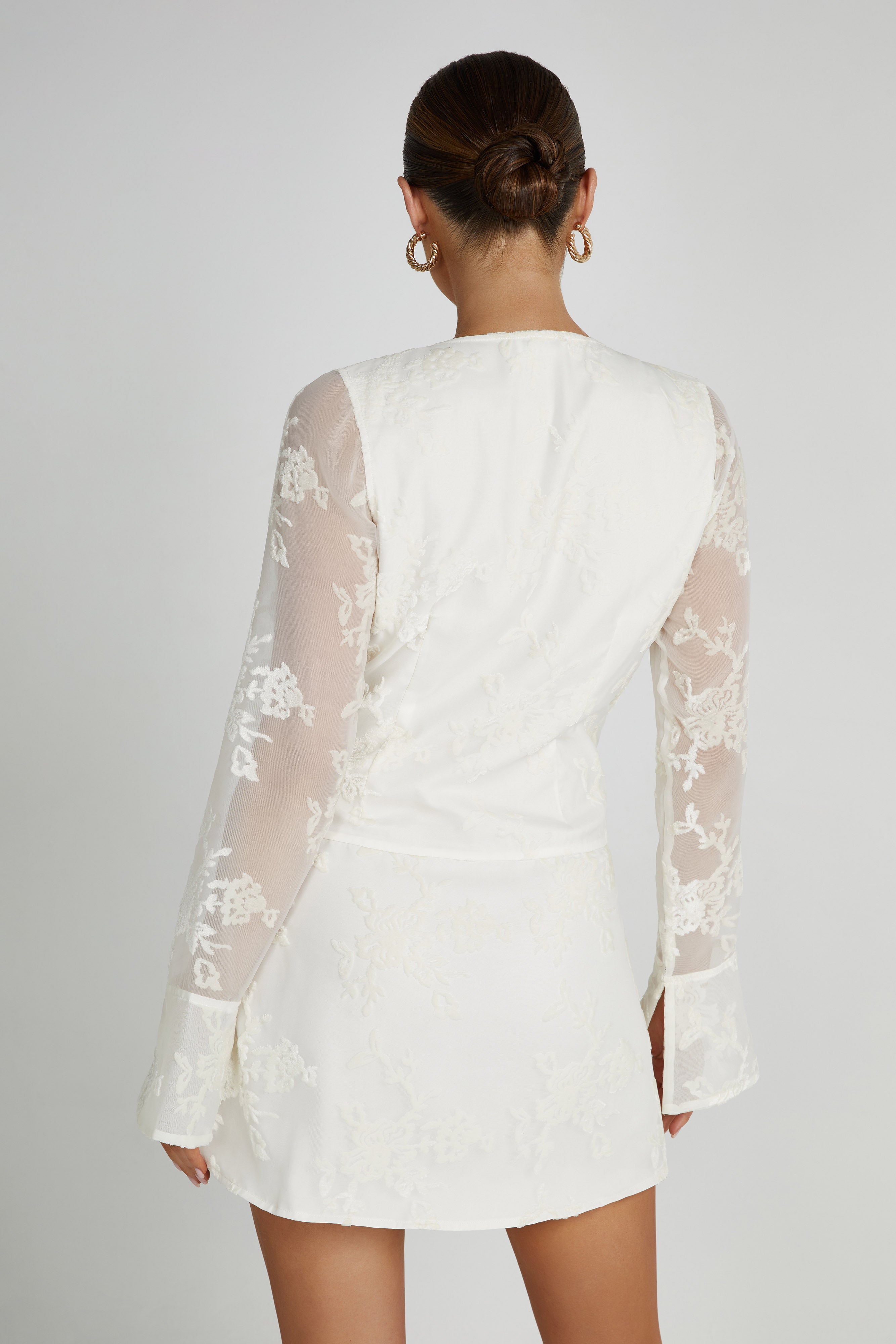 Emory Burnout Velvet Dress - White-My Chic Way.All Rights Reserved