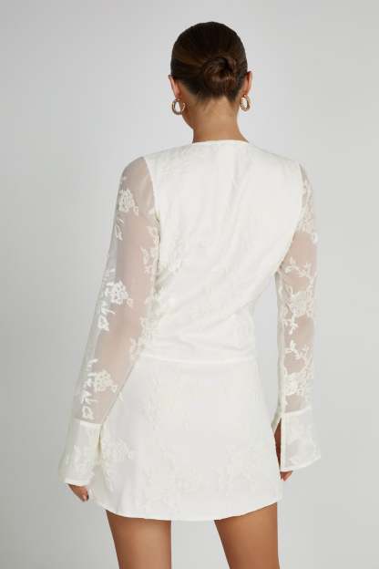 Emory Burnout Velvet Dress - White-My Chic Way.All Rights Reserved