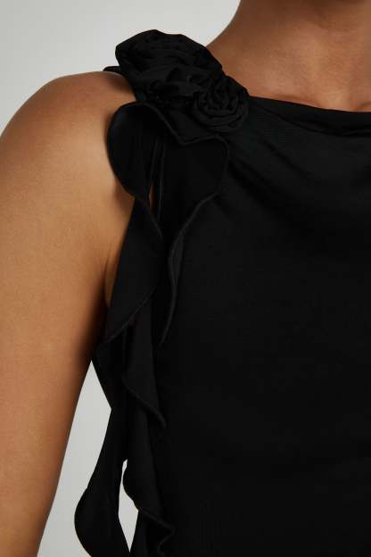 Isabella Sleeveless Rose Top - Black-My Chic Way.All Rights Reserved