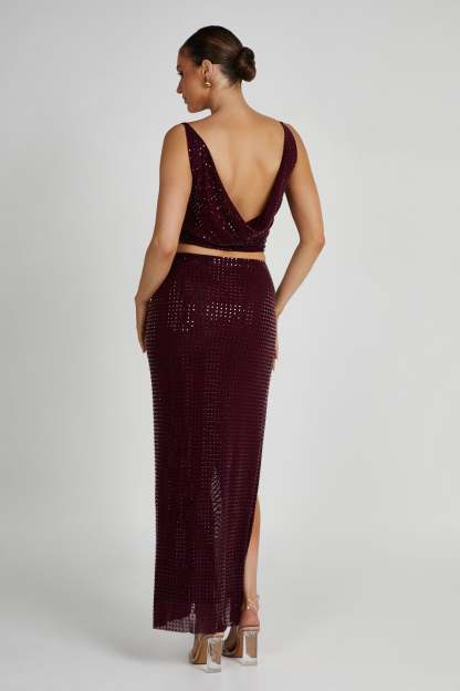 Ellery Square Diamante Maxi Skirt - Berry-My Chic Way.All Rights Reserved
