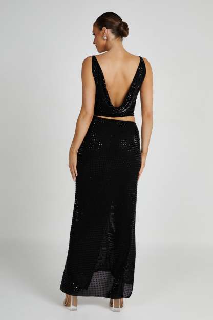 Ellery Square Diamante Maxi Skirt - Black-My Chic Way.All Rights Reserved