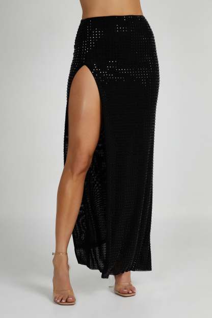 Ellery Square Diamante Maxi Skirt - Black-My Chic Way.All Rights Reserved