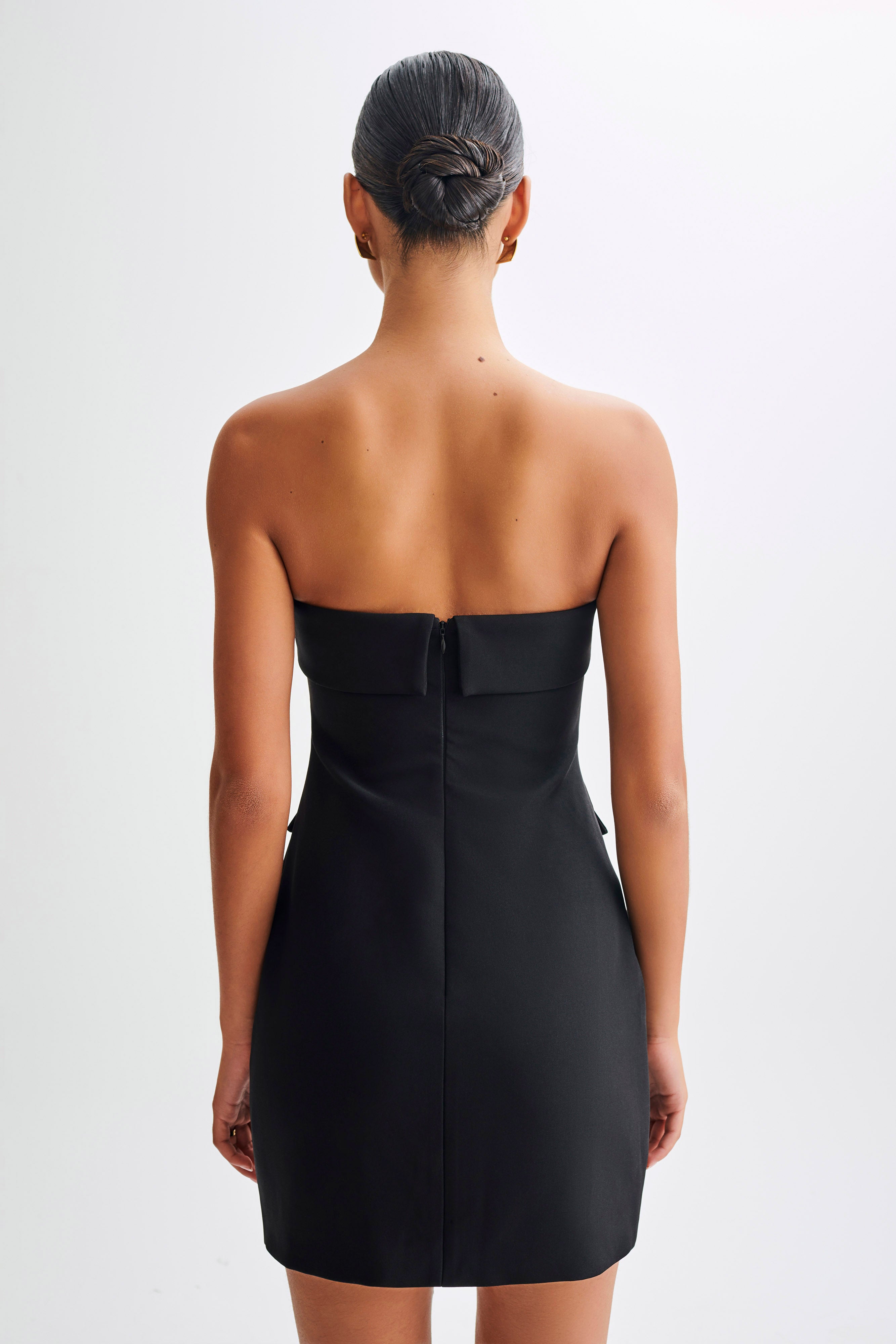 Abbie Strapless Suiting Mini Dress - Black-My Chic Way.All Rights Reserved