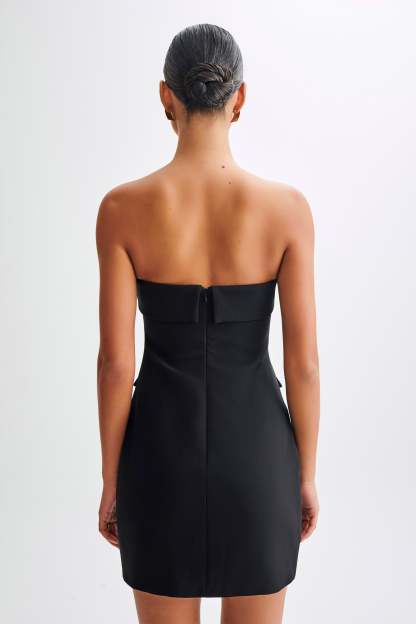 Abbie Strapless Suiting Mini Dress - Black-My Chic Way.All Rights Reserved