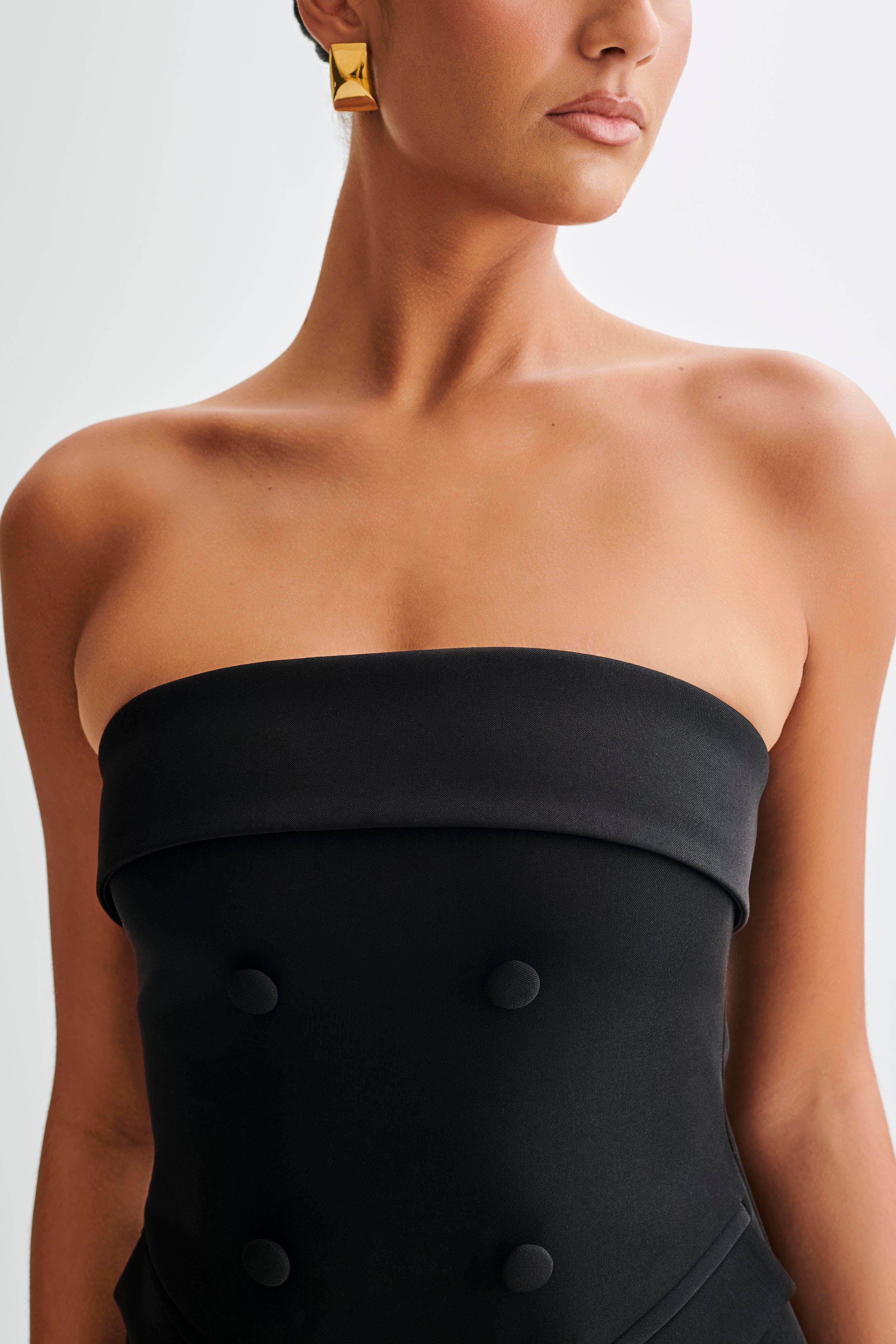 Abbie Strapless Suiting Mini Dress - Black-My Chic Way.All Rights Reserved