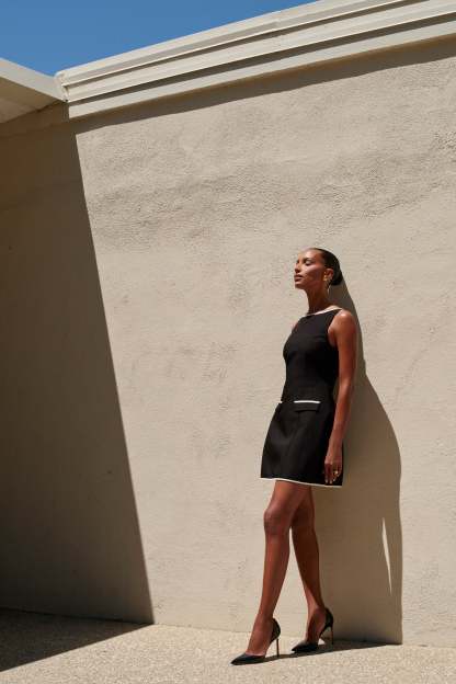 Evanna Sleeveless Contrast Suiting Mini Dress - Black-My Chic Way.All Rights Reserved
