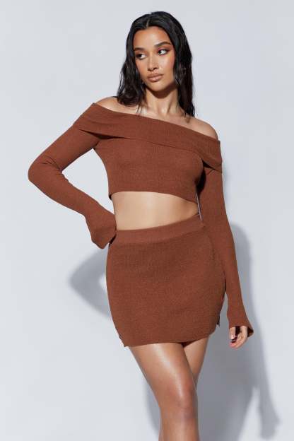 Esme Knit Mini Skirt - Clay-My Chic Way.All Rights Reserved