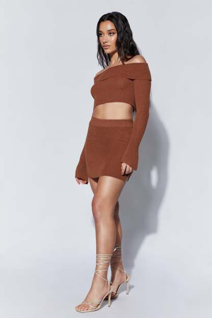 Esme Knit Mini Skirt - Clay-My Chic Way.All Rights Reserved