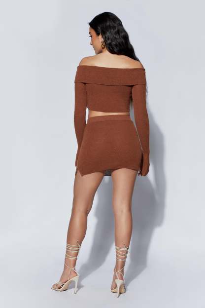 Esme Knit Mini Skirt - Clay-My Chic Way.All Rights Reserved