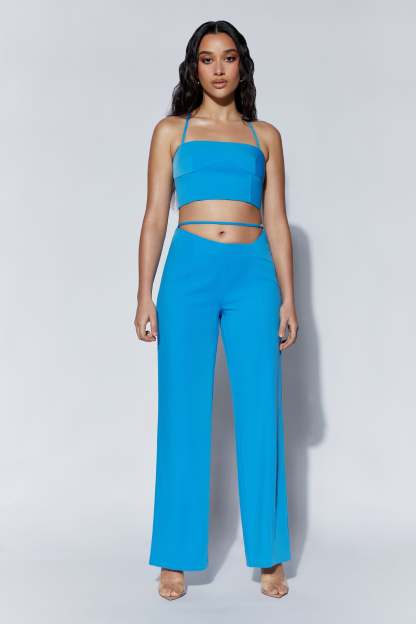 Bahar Seam Line Crop Top - Azure Blue-My Chic Way.All Rights Reserved