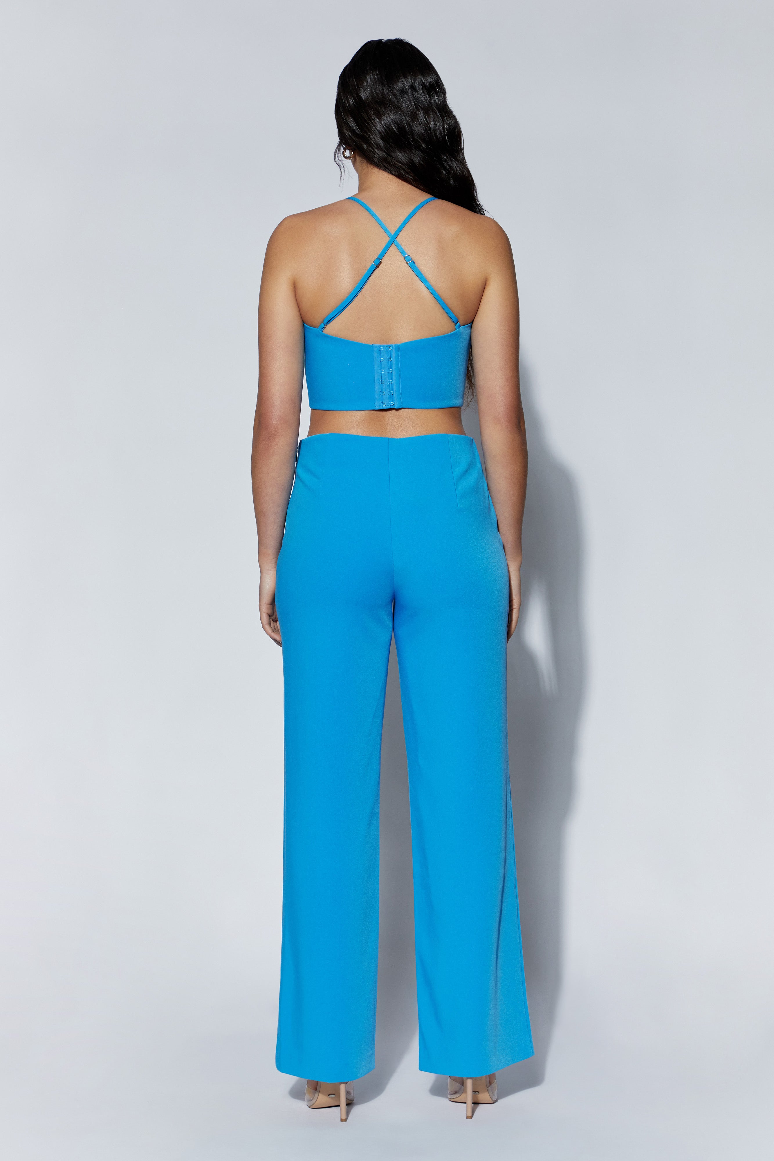 Bahar Seam Line Crop Top - Azure Blue-My Chic Way.All Rights Reserved