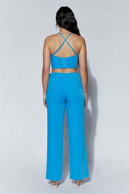 Bahar Seam Line Crop Top - Azure Blue-My Chic Way.All Rights Reserved