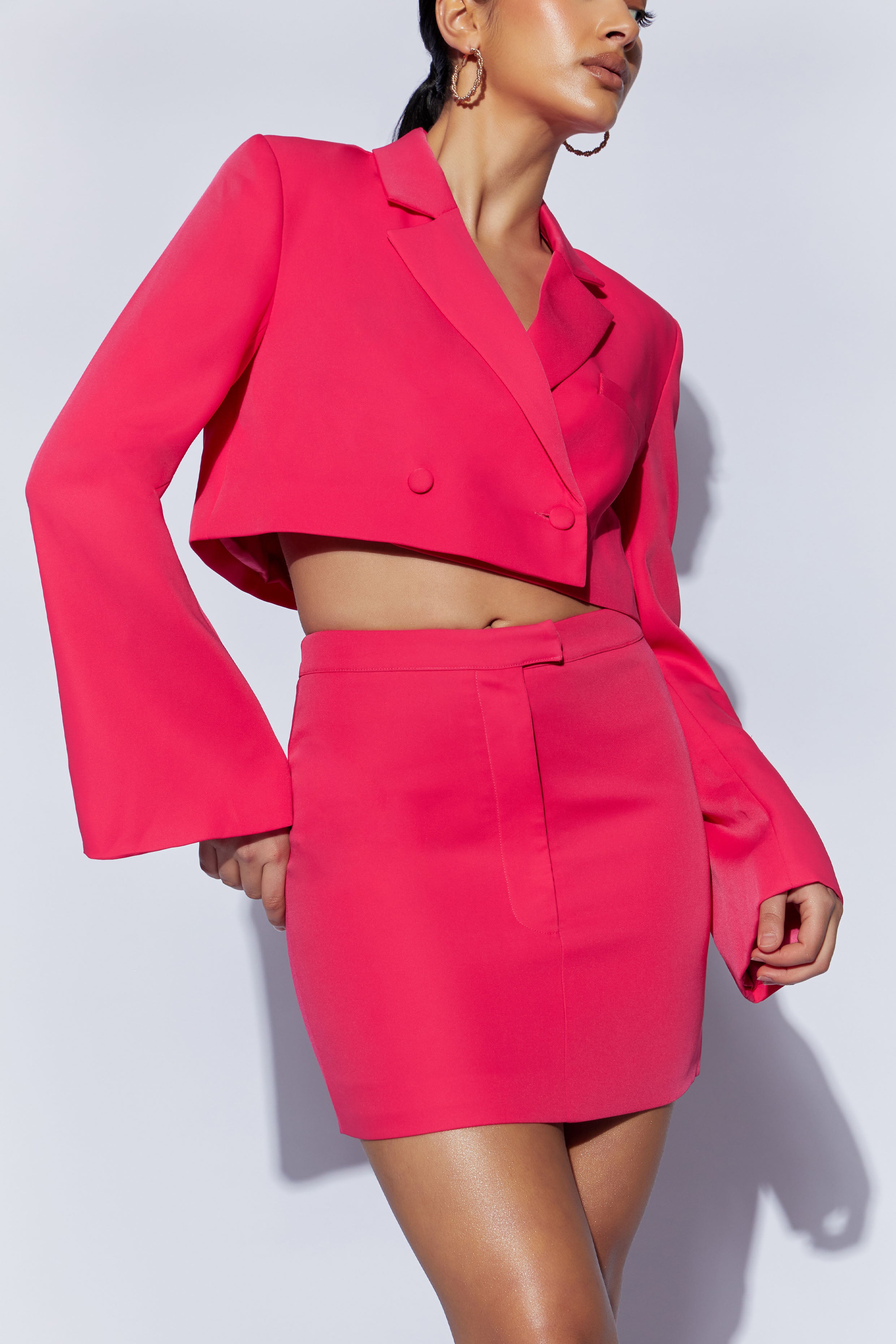 Josie Crepe Mini Skirt - Raspberry-My Chic Way.All Rights Reserved