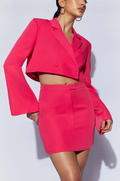 Josie Crepe Mini Skirt - Raspberry-My Chic Way.All Rights Reserved