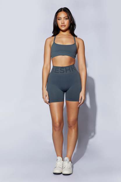 Nyx Cross Back Seamless Crop - Charcoal-My Chic Way.All Rights Reserved