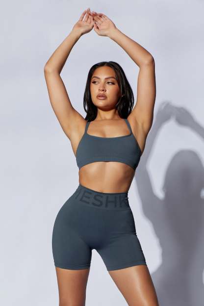Nyx Cross Back Seamless Crop - Charcoal-My Chic Way.All Rights Reserved