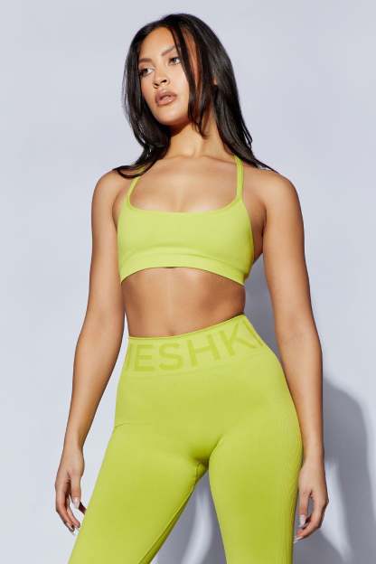 Nyx Cross Back Seamless Crop - Lime Green-My Chic Way.All Rights Reserved