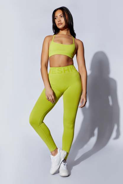 Nyx Cross Back Seamless Crop - Lime Green-My Chic Way.All Rights Reserved