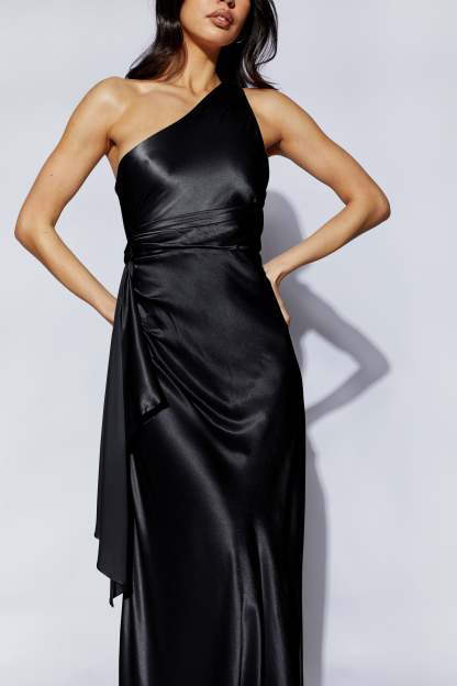 Calliope One Shoulder Maxi Dress - Black-My Chic Way.All Rights Reserved