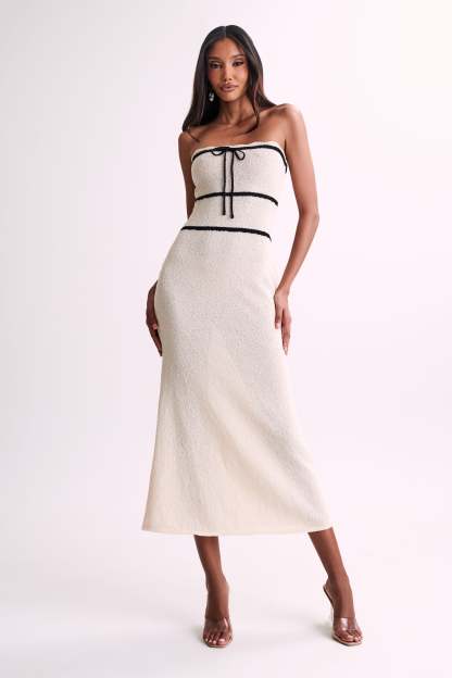 Dawn Strapless Knit Midi Dress - Cream-My Chic Way.All Rights Reserved