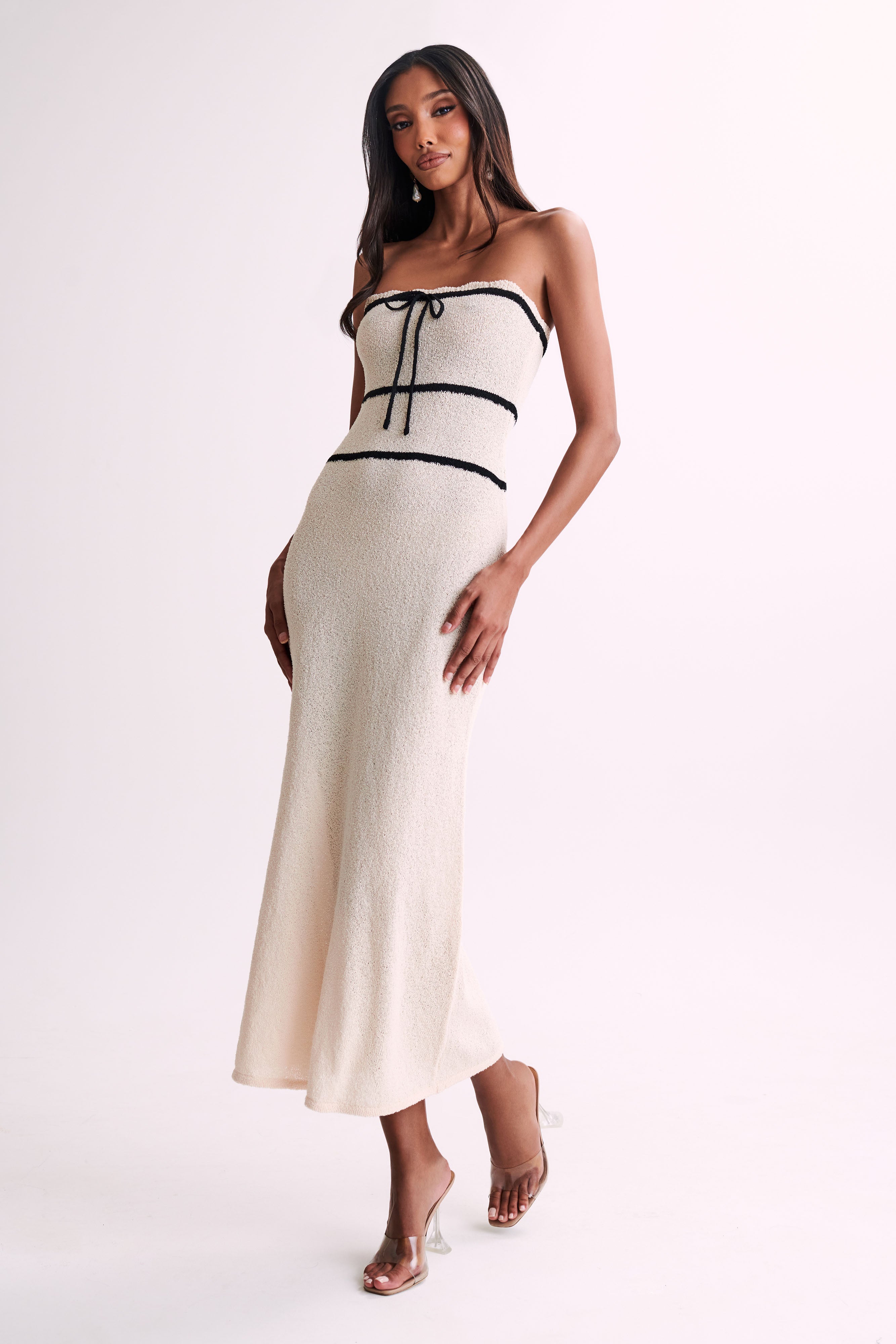 Dawn Strapless Knit Midi Dress - Cream-My Chic Way.All Rights Reserved