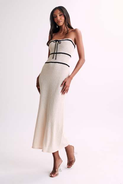 Dawn Strapless Knit Midi Dress - Cream-My Chic Way.All Rights Reserved
