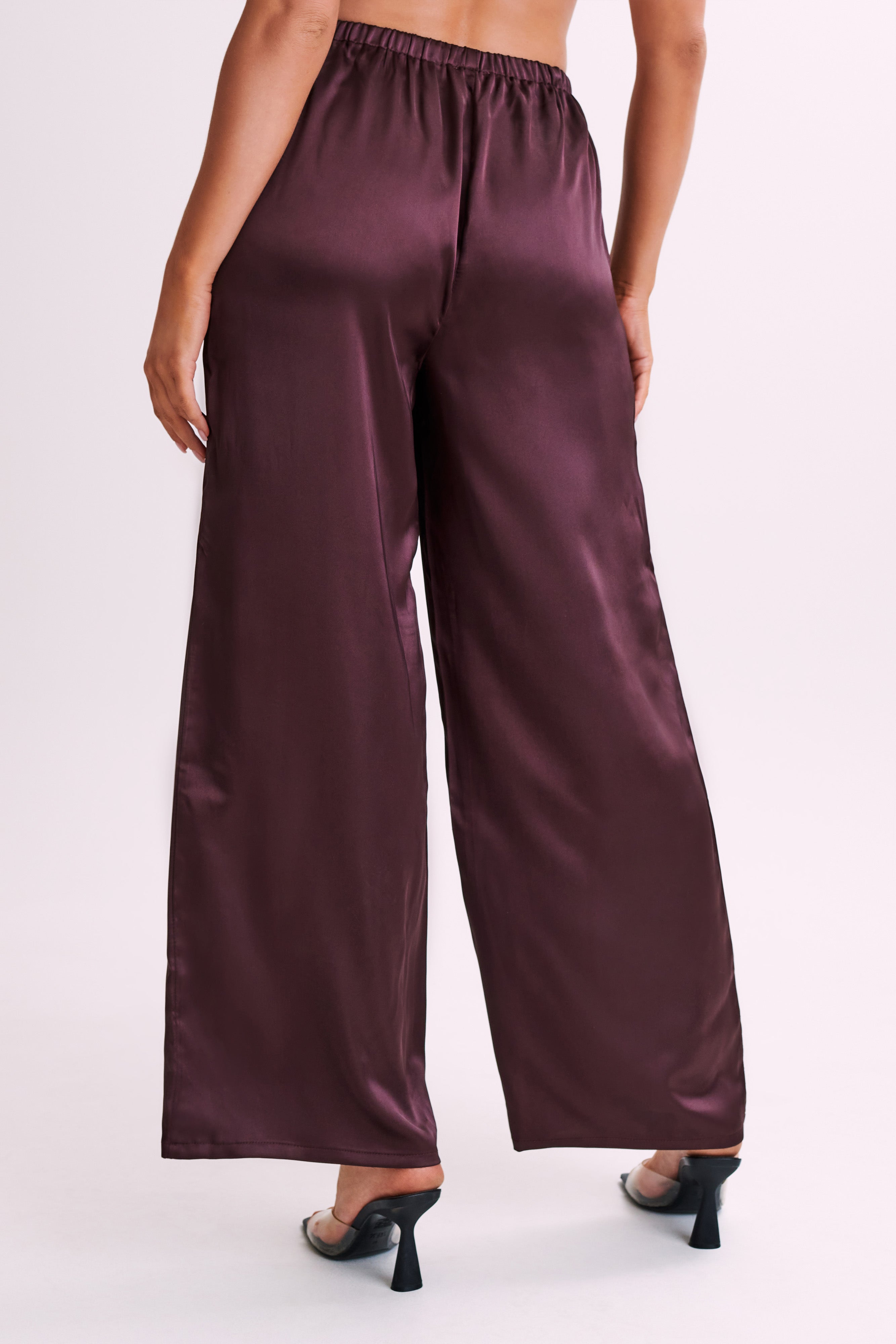 Marciela Satin Straight Leg Pant - Dark Chocolate-My Chic Way.All Rights Reserved