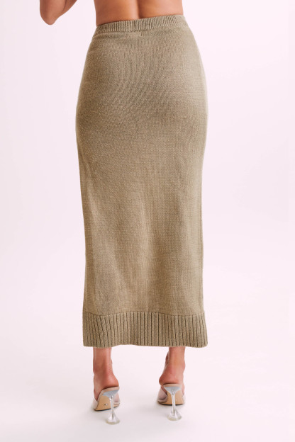 Brittany Knit Midi Skirt - Taupe-My Chic Way.All Rights Reserved