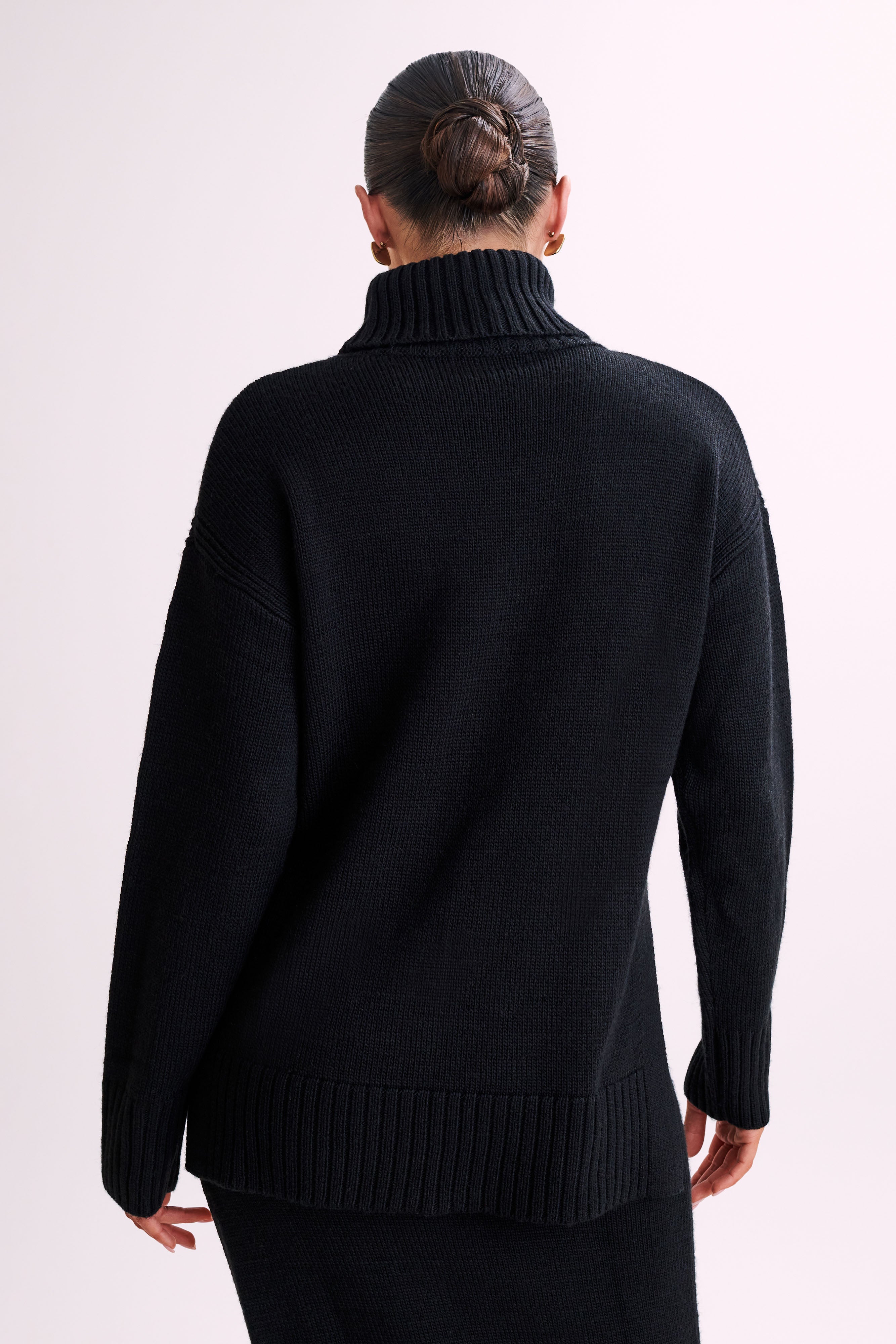 Brittany High Neck Knit Jumper - Black-My Chic Way.All Rights Reserved