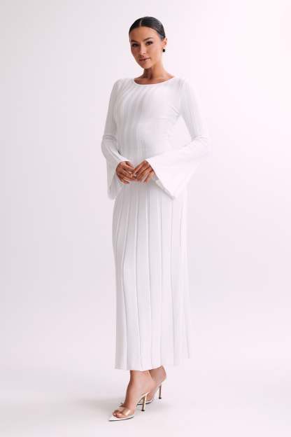 Mabel Long Sleeve Knit Maxi Dress - White-My Chic Way.All Rights Reserved