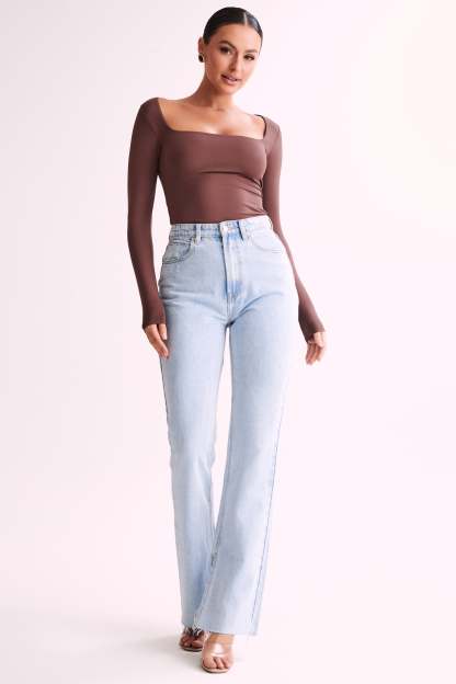 Bridget Recycled Nylon Long Sleeve Top - Mocha-My Chic Way.All Rights Reserved