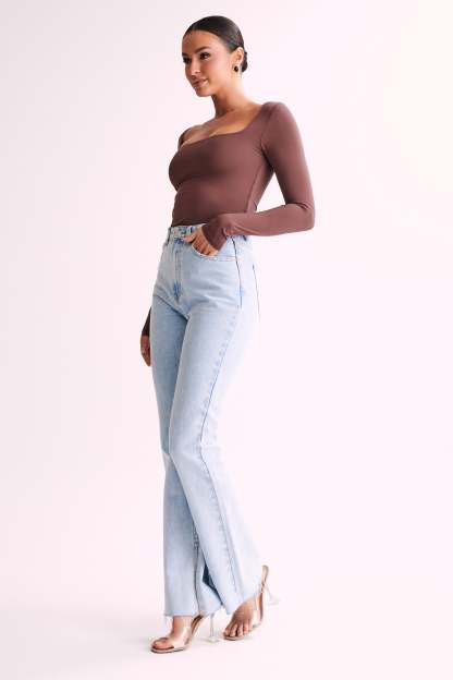 Bridget Recycled Nylon Long Sleeve Top - Mocha-My Chic Way.All Rights Reserved