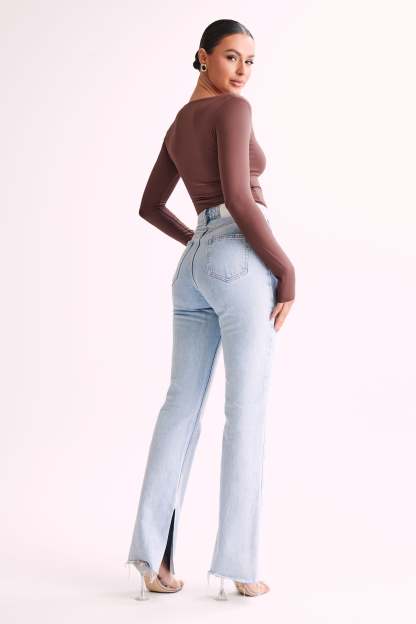 Bridget Recycled Nylon Long Sleeve Top - Mocha-My Chic Way.All Rights Reserved