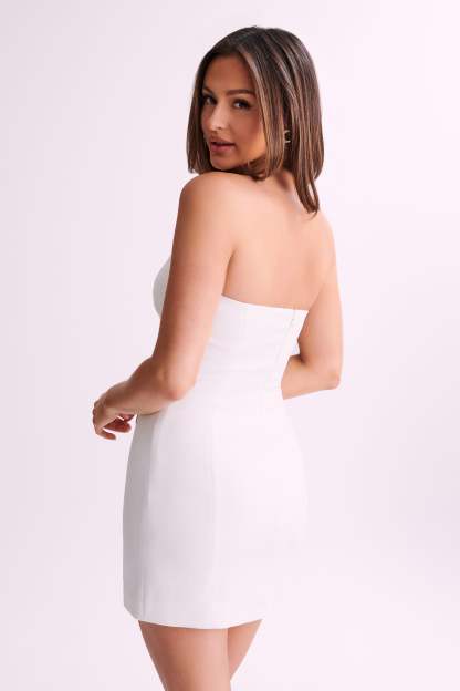 Maci Crepe Mini Dress - White-My Chic Way.All Rights Reserved